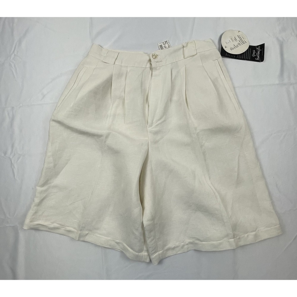 Giorgio Sant' Angelo Women linen Bermuda shorts Ivory size 10
